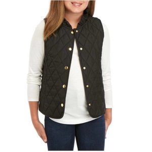 Girls L Black Ruffle Puffer Vest